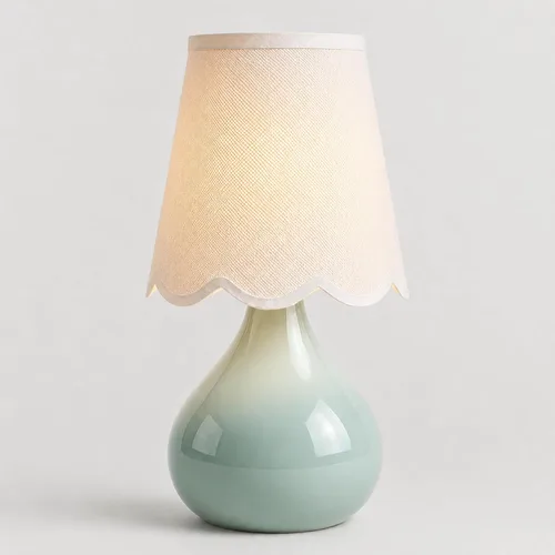 Lámpara de mesa inalámbrica de 14 pulgadas, lámpara de noche de cerámica recargable con bombilla LED magnética, regulable continua y 3 colores, Verde