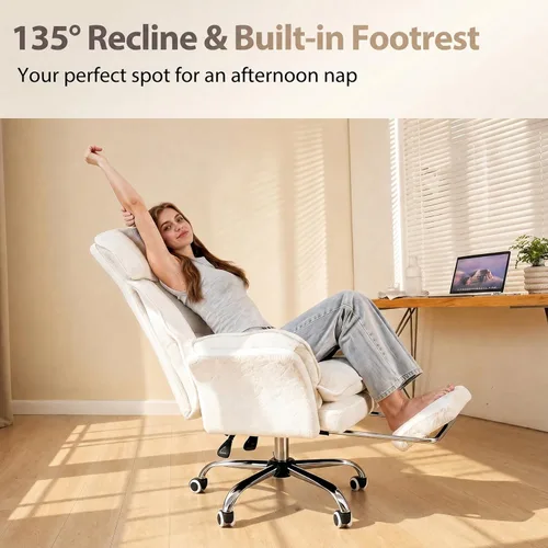 Miniatura 6 de Silla de oficina grande y alta, silla ergonómica ejecutiva para juegos de computadora con reposapiés, reposabrazos abatibles para mascotas y espacio