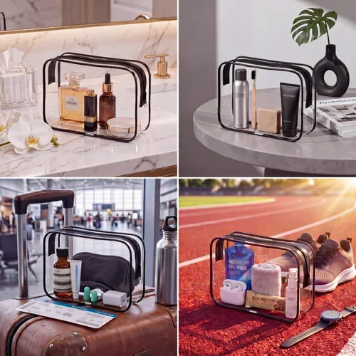 Miniatura 5 de Reginary Paquete de 28 bolsas transparentes para artículos de tocador para viajes, bolsas de cosméticos de plástico impermeables con cremallera