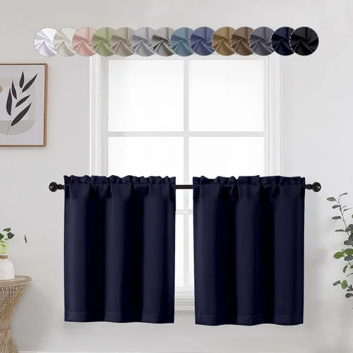 Miniatura 72 de Aqua Cafe - Juego de 2 paneles de cortinas opacas de 24 pulgadas de largo, con aislamiento térmico suave y sólido, para ventanas de baño, sótano