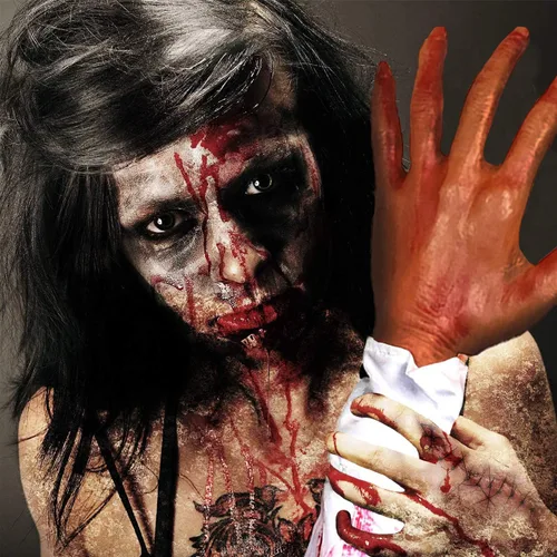 Miniatura 5 de Bimkole Brazo humano falso para Halloween, manos de brazo humano falsas, broma de terror severa, accesorios espeluznantes para casa embrujada
