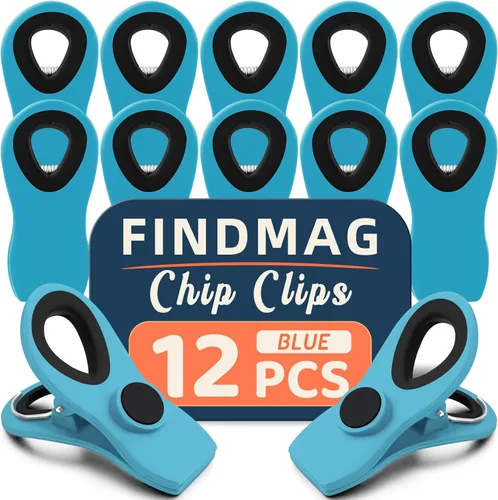 Miniatura 13 de Paquete de 12 clips de chips, clips magnéticos para bolsas para paquetes de alimentos, accesorios de RV, clip de cocina con imán para refrigerador