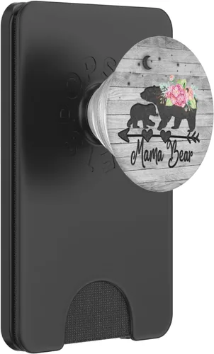 Miniatura 7 de Rosa rubor rosa floral Mama oso y un cachorro bebé gris rústico PopSockets intercambiables PopGrip