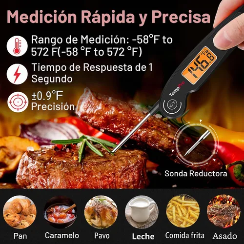 Miniatura 2 de ThermoPro TP605 Termómetro Digital de Lectura Instantánea para Carne para Cocinar, Termómetro de Alimentos Impermeable con Retroiluminación