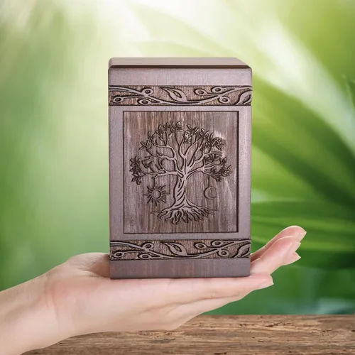 Miniatura 15 de Urnas de cremación para cenizas humanas adultas, masculinas y femeninas, cajas y ataúdes de madera tallada con mariposas para cenizas de hombres