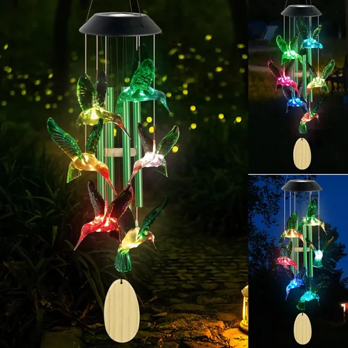 Miniatura 10 de Campanillas de viento solares de mariposas, nuevo regalo para todas las mamás/papás/mujeres/abuelas/hijas/tías/amigas/esposas y hermanas. Decoración