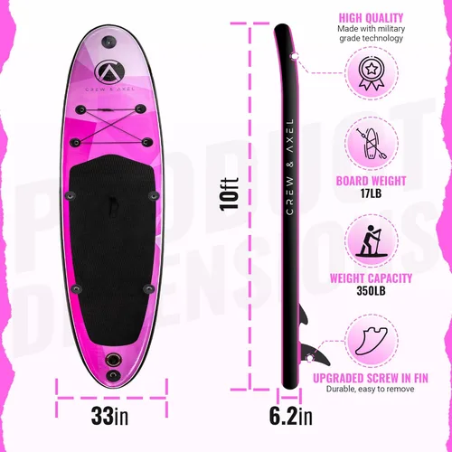 Miniatura 3 de Crew Axel - Tabla de remo inflable de 10 pies 33 pies 6 pulgadas, extra ancha y ligera (18 libras), juego de SUP premium incluye 2 bolsas, remo