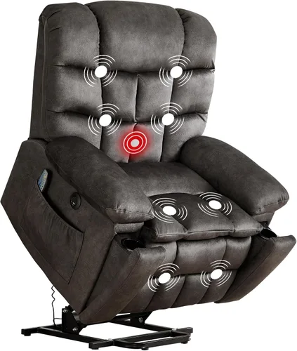 Miniatura 12 de IOMOR Silla grande reclinable eléctrica con masaje y calor para adultos mayores, mecanismo reclinable de seguridad y alta resistencia, silla