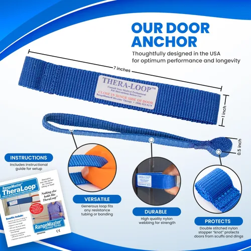 Miniatura 2 de RangeMaster Anclajes de puerta TheraLoop │ Antideslizante │ Complementa bandas o tubos de ejercicio │ Ideal para hacer ejercicio o fortalecer Azul