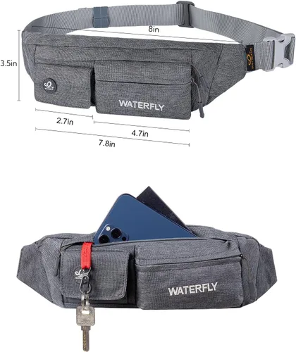 Miniatura 6 de Waterfly - Cangurera delgada de poliéster suave, resistente al agua, para hombre y mujer, para exteriores, correr, escalar, llevar iPhone 5 6 Plus