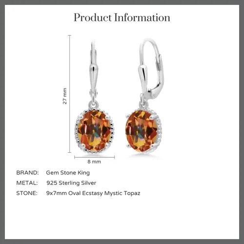 Miniatura 92 de Gem Stone King Aretes colgantes de gota para mujer, plata de ley 925, piedra natal ovalada de 0.354 x 0.276 in, joyería fina, regalos para ella
