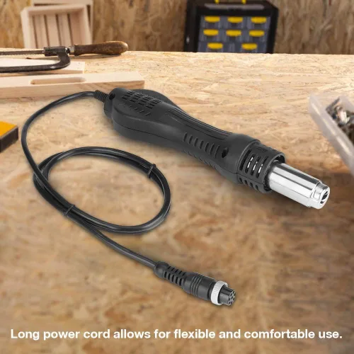 Miniatura 4 de Mango de pistola de soldadura, negro/plata Conductividad eléctrica Pistola de soldadura de aire caliente Pieza de mano para 858 858D 8858 8586 878