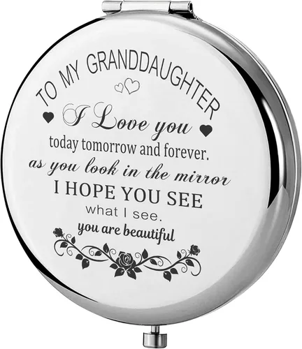 Miniatura 10 de GAOLZIUY Espejo compacto de maquillaje para nieta, regalos para nieta de la abuela y el abuelo, regalos de cumpleaños de Navidad para nietas adultas