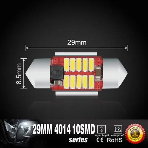 Miniatura 6 de Alla Lighting DE3021 DE3175 Bombillas LED superbrillantes 4014 10-SMD 1.102 in 1.142 in 12V LED DE3022 6428 bombillas para mapa interior de festón