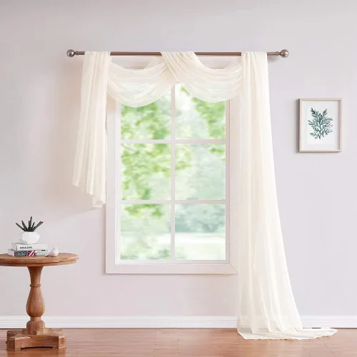 Miniatura 13 de Warm Home Designs Bufanda transparente de 24 pies de largo color azul polvoriento. Estas bufandas de cenefa de longitud XXL de 54 x 288 pulgadas