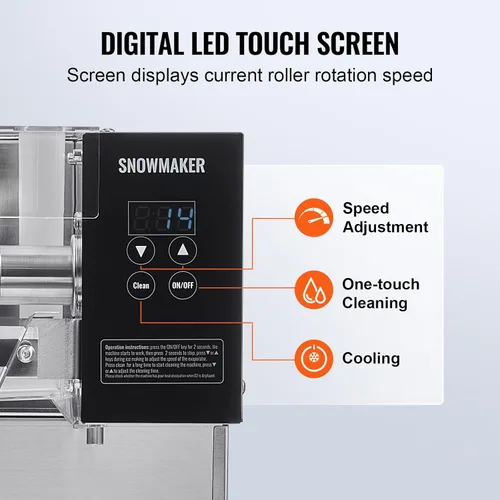 Miniatura 4 de VEVOR Máquina Comercial de Hielo en Copos, 176.4LBS/24H Fabricadora de Hielo en Copos, Máquina Raspadora de Hielo de Acero Inoxidable, Fabricadora