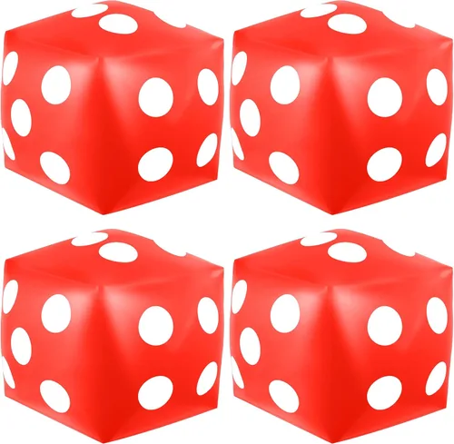Miniatura 10 de 4 dados inflables gigantes de 12.6 pulgadas, juego divertido de dados inflables grandes para interiores y exteriores, césped, piscina, fiesta, Negro
