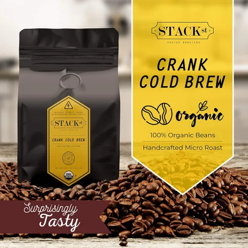 Miniatura 4 de Café orgánico de preparación en frío molido grueso 1 libra - CRANK Cafeína de alto voltaje tostado oscuro, molido grueso - por Stack Street