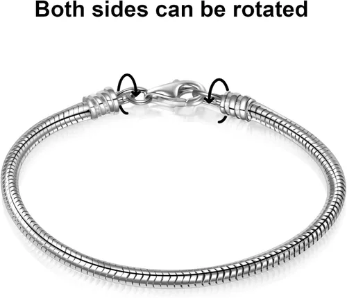 Miniatura 2 de Angemiel Brazalete de cadena europea tipo serpiente de plata esterlina 925 para dijes