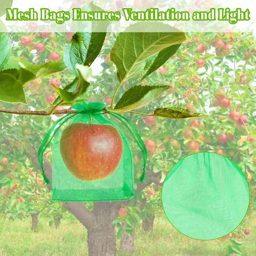 Miniatura 4 de Morcheiong 60 bolsas de protección de frutas de 6 x 8 pulgadas, bolsas reutilizables de red de frutas para árboles frutales, bolsas de malla de red