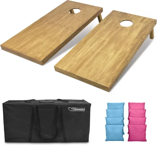 Miniatura 39 de GoSports 4 ft x 2 ft Regulation Size Wooden Cornhole Boards Set with Light Brown Finish - Includes Carrying Case and Bean Bags Negro- gris