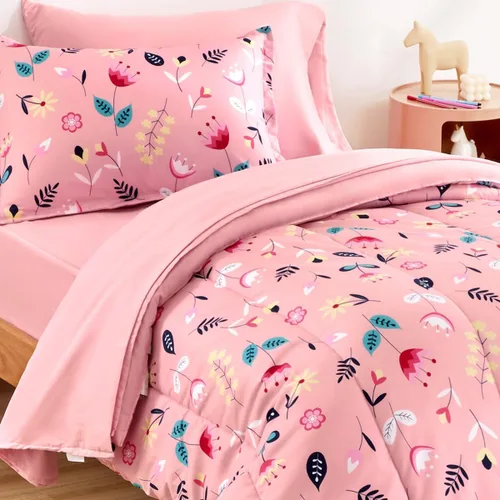 Miniatura 2 de SLEEP ZONE - Juego de edredón de 5 piezas tamaño Individual para niños, estampado suave, con edredón, sábanas y fundas para cojín y almohada, diseño