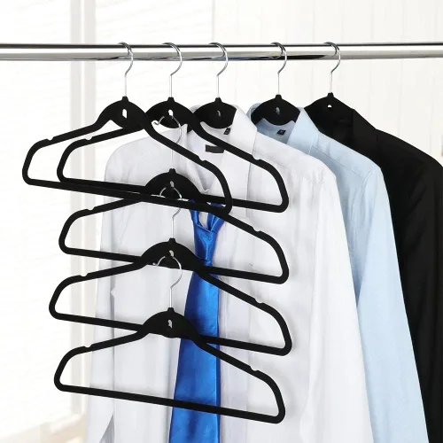 Miniatura 9 de Yaheetech Perchas de terciopelo antideslizantes en cascada – Resistentes – Perchas para trajes, ahorro de espacio, gancho giratorio de 360°
