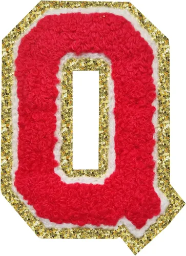 Miniatura 111 de Parches de letras termo-adhesivas de felpilla para chaquetas, parches de letras universitarias con brillantina para planchar en la letra azul A