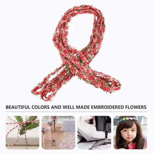 Miniatura 4 de Cinta de ajuste de encaje floral rojo oscuro 15 pies de encaje de flores bordadas para boda costura artesanía apliques
