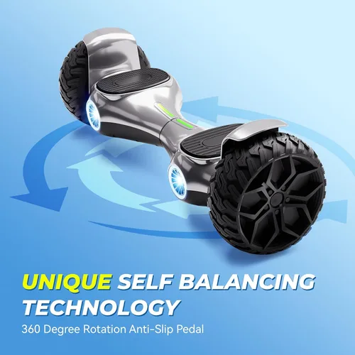 Miniatura 5 de Patinete todoterreno CBD de 8.5 pulgadas con LED Corlorful y altavoz de música, motor dual sin escobillas de 350 W de hasta 10 Mph para adultos Tono