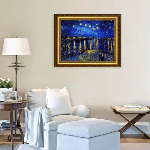 Miniatura 2 de ELITEART -Noche estrellada sobre el ródano por Vincent Van Gogh Giclée Art Canvas Prints- Tamaño del marco: 28 x 35 pulgadas