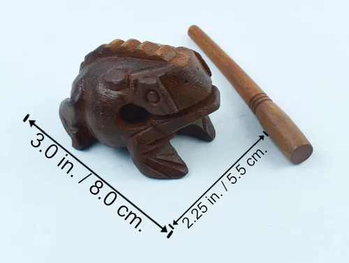 Miniatura 3 de Rana guiro pulgadas bloque de madera instrumento musical percusión Instrumento musical tamaño perfecto Madera natural Güiro Frog.