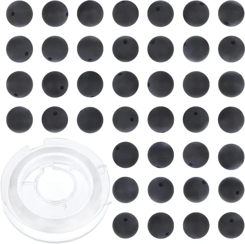Miniatura 26 de 100 cuentas sueltas redondas de jade blanco natural de 0.315 pulgadas para fabricación de joyas con cordón elástico de cristal