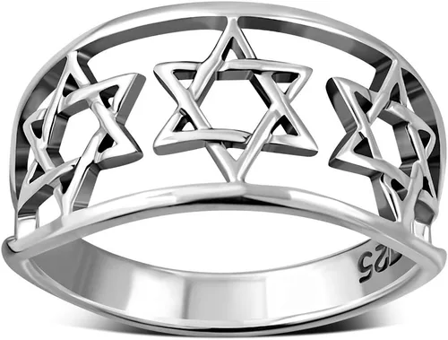 Miniatura 2 de My Daily Styles Anillo de plata de ley 925 con estrella judía de David