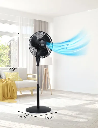 Miniatura 2 de BLACK+DECKER - Ventilador de pie de 16 pulgadas (40.64 cm) con base de pedestal, ventilador de pie ajustable en altura con control remoto y panel