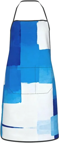 Miniatura 22 de Delantal azul y rosa con bolsillos, delantales resistentes a las gotas de agua para mujeres y hombres, delantal ideal para uso doméstico