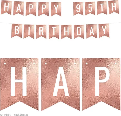 Miniatura 29 de Andaz Press Pancarta decorativa de mosaico con purpurina de oro rosa para fiesta de cumpleaños, 100 años de amor, aproximadamente 5 pies, 1 juego