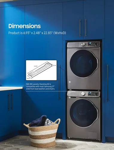 Miniatura 3 de Kit de apilamiento Samsung para lavadora y secadora de carga frontal de 27" de ancho, solución de ahorro de espacio pequeño para conjuntos