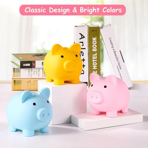 Miniatura 6 de PJDRLLC Alcancía, Banco de Dinero de Plástico Irrompible, Alcancía para Niñas y Niños, Alcancías de Tamaño Mediano, Regalos Prácticos para Azul