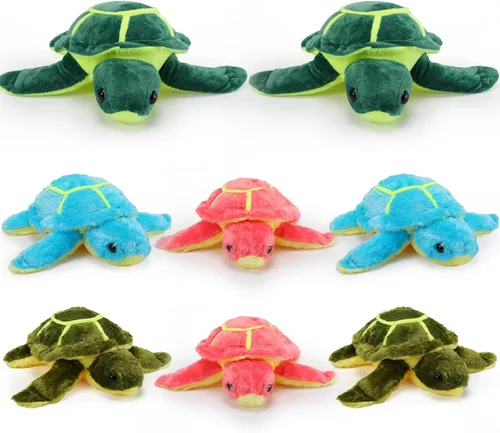 Miniatura 8 de Jenaai 8 piezas de animales de peluche de tortuga marina de 10 pulgadas, juguetes de tortuga marina grandes y suaves, regalos de almohada para niños