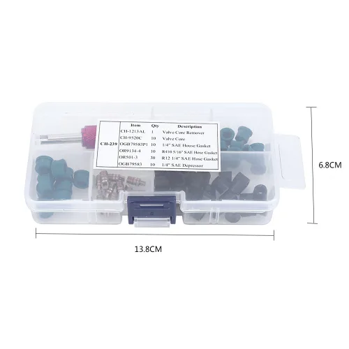 Miniatura 6 de ASHATA Kit de reparación de aire acondicionado de CA 71 piezas, kit de válvula Schrader de CA con herramienta de extracción e instalación, 10