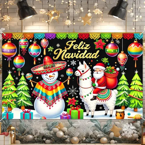 Miniatura 15 de BlissYard Telón de fondo de tren de Papá Noel, 71 x 43 pulgadas, pancarta de escena de Navidad de pan de jengibre, fondo de fotos para fiestas
