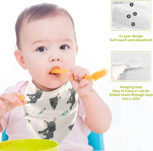 Miniatura 4 de Toallas de algodón para bebé, toallas de baño unisex para recién nacidos, toallitas naturales para piel delicada, 11.8 x 11.8 pulgadas, paquete de 5
