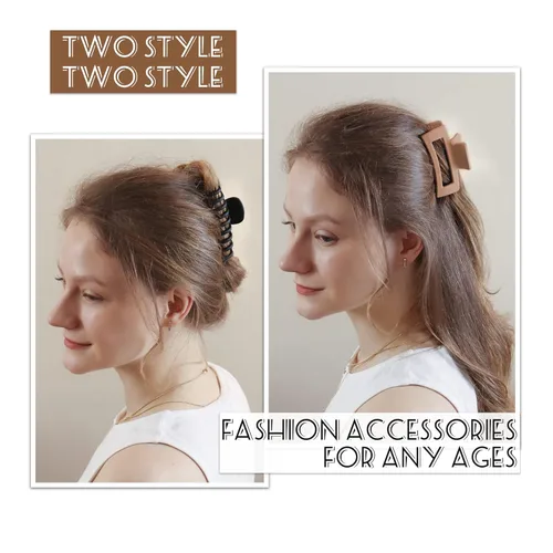 Miniatura 4 de 6 pinzas para el cabello de garra cuadrada mate medianas y grandes para mujeres: estilo versátil para cabello grueso y fino