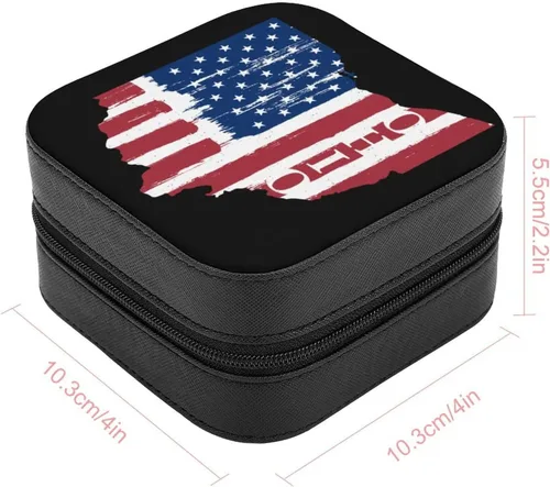 Miniatura 2 de Joyero pequeño con bandera de Ohio de Ohio, organizador portátil para anillos, aretes, collares, regalos para niñas y mujeres