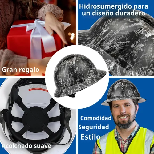 Miniatura 6 de Casco de seguridad OSHA de ala completa, casco de seguridad duradero y ligero de fibra de carbono, equipo de protección de suspensión de trinquete