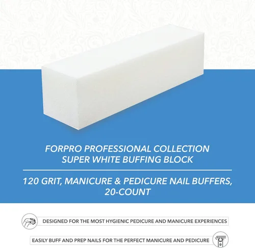 Miniatura 6 de ForPro Professional Collection Bloque de pulido súper blanco, grano 120, pulidor de uñas de manicura y pedicura de cuatro lados, 3.75 pulgadas