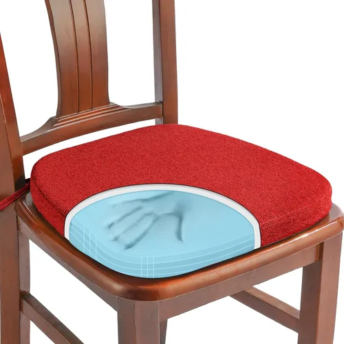 Miniatura 34 de SINOSSO Paquete de 4 cojines de espuma viscoelástica para sillas de comedor, tela tejida amigable de 16 pulgadas en forma de U, cómodas almohadillas