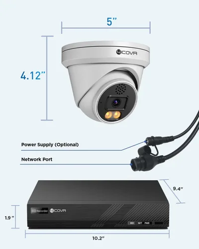 Miniatura 9 de Sistema de cámara de seguridad 4COVR PoE, audio bidireccional y luces duales con visión nocturna inteligente a color, detección de personas
