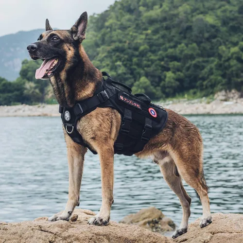 Miniatura 4 de OneTigris Arnés táctico grande para perro, arnés de chaleco ajustable sin tirones, arnés resistente para perro con asa, grandes paneles de gancho